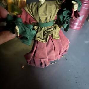 Clothtique Angel With Mandolin Tree Topper Red Green Gold Primitive Country 12"